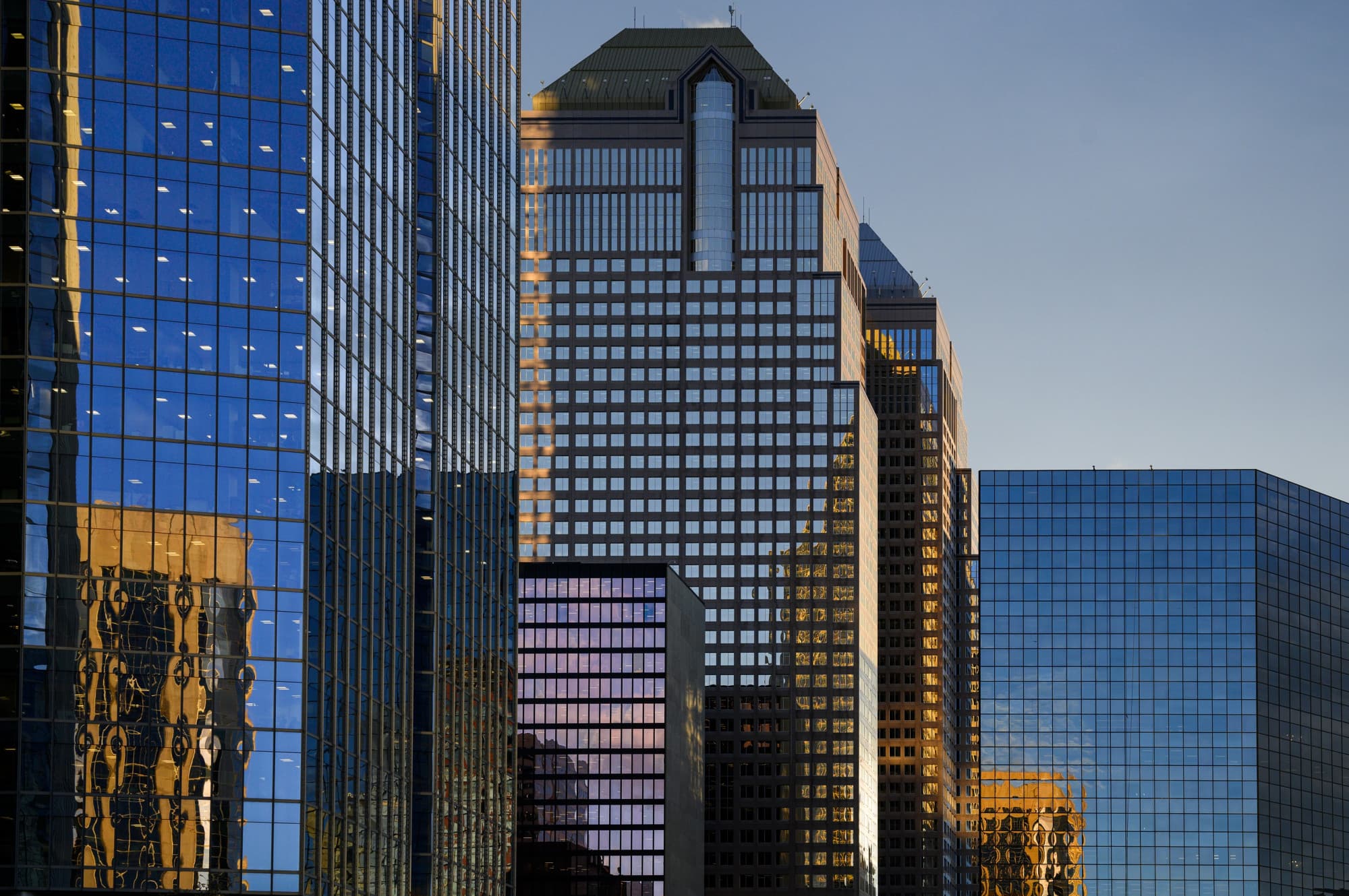 Glass office towers against the sky
