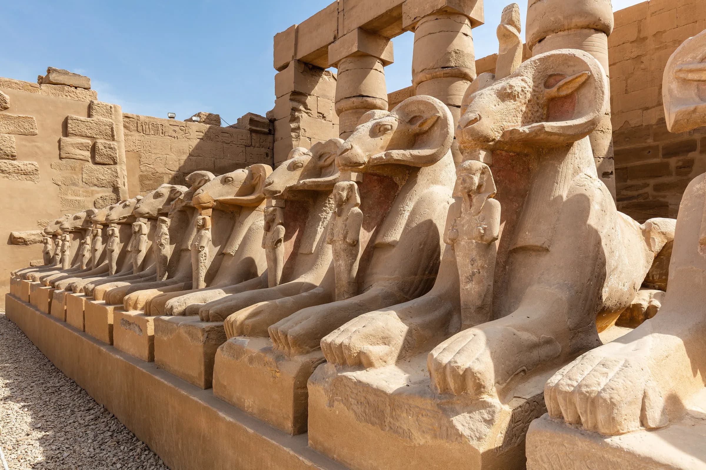 Columns and ruins of Karnak Temple in Luxor, Egypt.